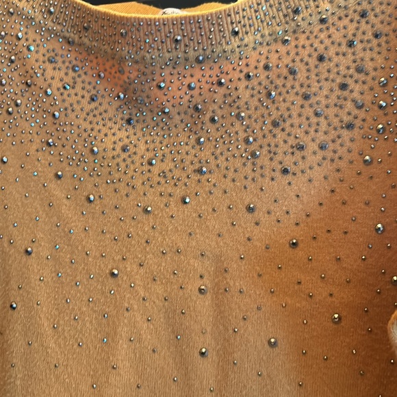 Mustard, yellow sweater with sparkly, studs all over the front and sleeves - Picture 3 of 8